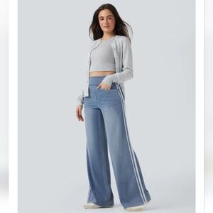 Halara Stretch Denim Jeans Striped Side Detail Sz M NEW